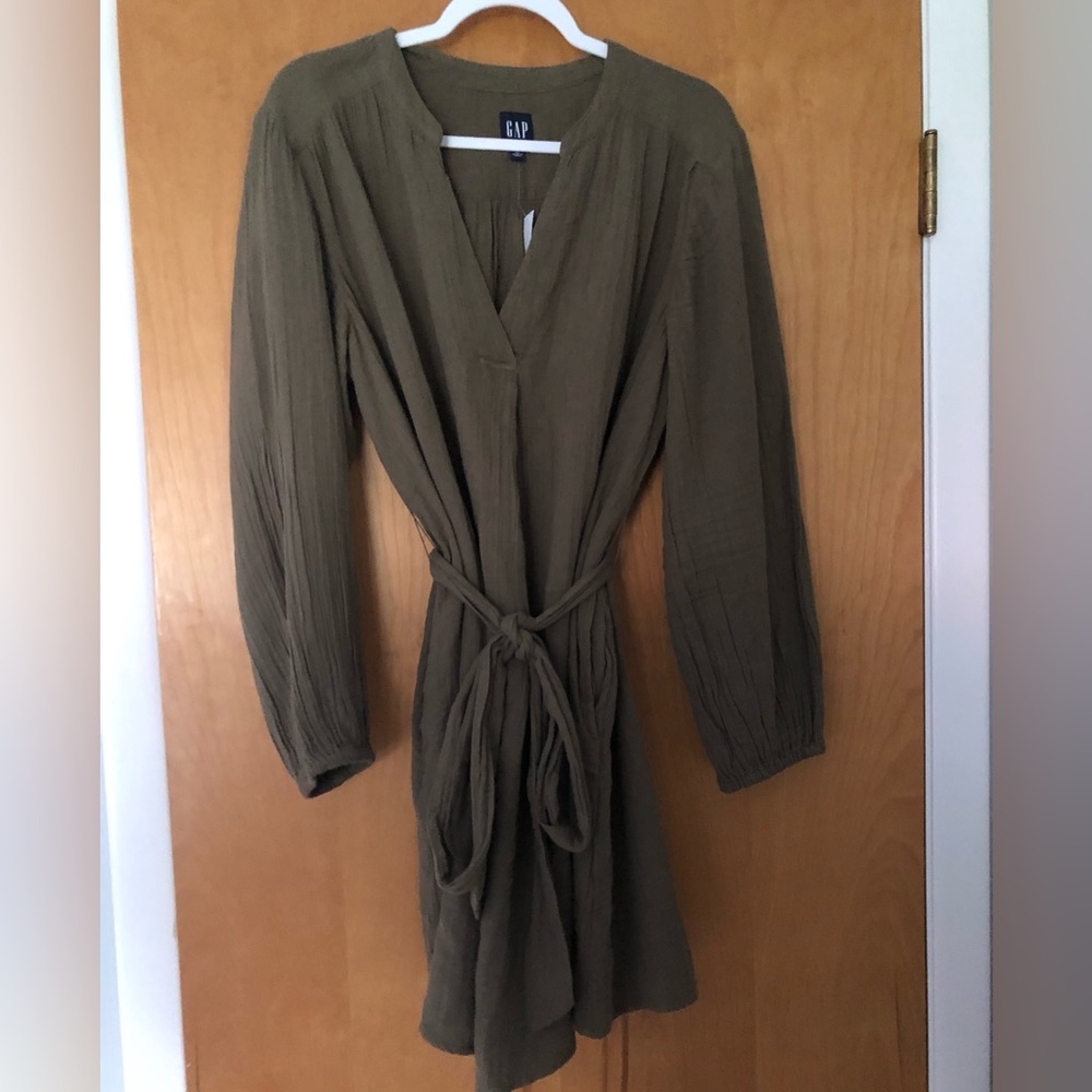 Gap Caper Green Tie Waist Dress